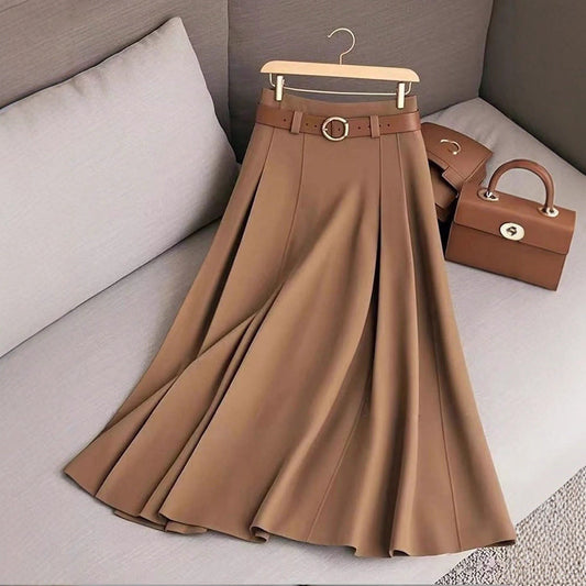 Women's Casual Pleated A-Line Skirt - Custom Print Ready, High-Waist, Comfortable Knit LONDYN UPBRINGING