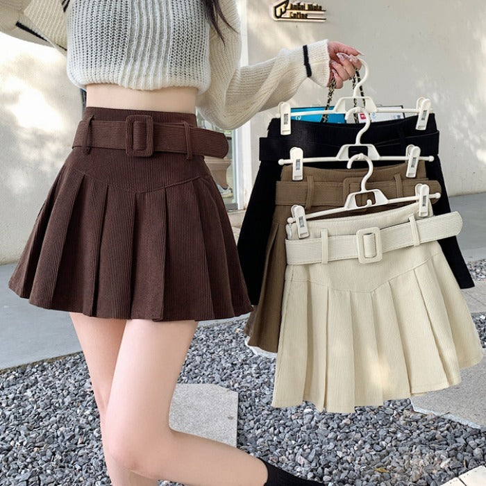 Corduroy Half Women's Autumn A-line Half Skirt Pleated Skirt LONDYN UPBRINGING