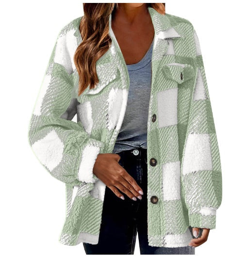 Women's Soft Sherpa Lamb Fleece Jacket: Button-Front Cozy Winter Teddy Coat LONDYN UPBRINGING
