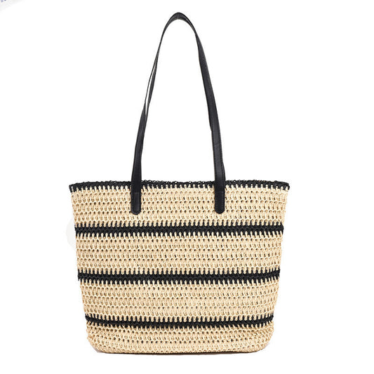 Striped Summer Straw Handbag for Women – Large Capacity Casual Tote Bag LONDYN UPBRINGING