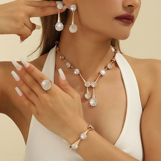 Exquisite Gold Diamond Necklace & Earrings Suite Set | 18K Luxury Bridal Fine Jewelry Gift LONDYN UPBRINGING