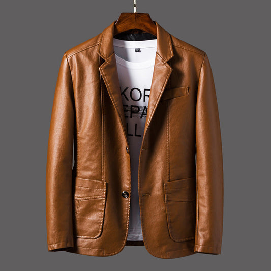 Men’s Leather Lapel Jacket – Thin Autumn & Winter Coat for Stylish Casual Wear LONDYN UPBRINGING