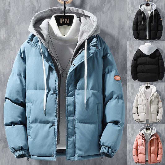 Men’s Hooded Winter Jacket – Windproof Thickened Fake Two-Piece Cotton Coat for Casual Sports & Outdoor Wear LONDYN UPBRINGING