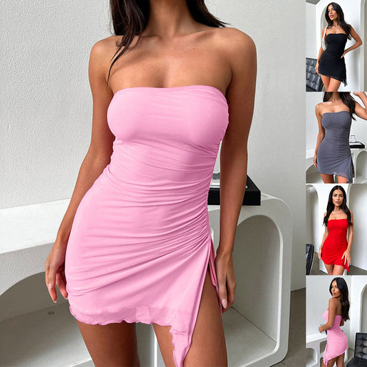 Y2K Fashion Tube-Top Split Dress for Women | Sexy Backless Summer Mini LONDYN UPBRINGING