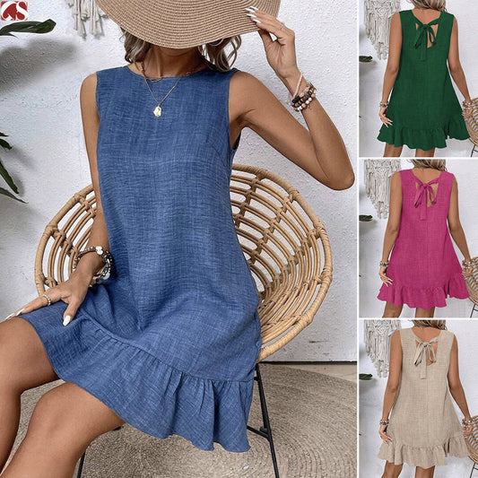 Women's Summer Ruffle Dress: Loose, Sleeveless Straight Beach Style LONDYN UPBRINGING