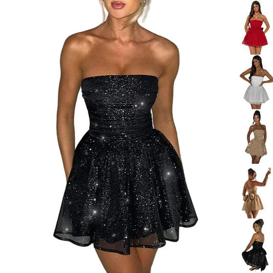 Bowknot Lace Tube Dress | Summer Mesh Off-Shoulder Mini Dress LONDYN UPBRINGING