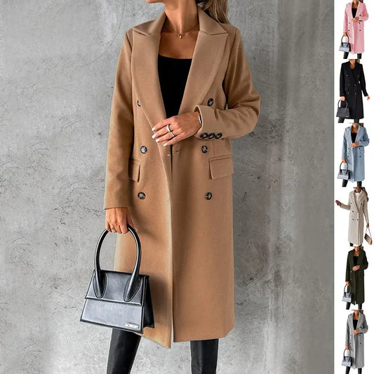 Women's Double-Breasted Long Lapel Coat LONDYN UPBRINGING