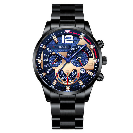 2PCS Men’s Quartz Watch & Bracelet Set – Steel Strip Fashion Business Watches, Perfect Valentine’s Gift LONDYN UPBRINGING