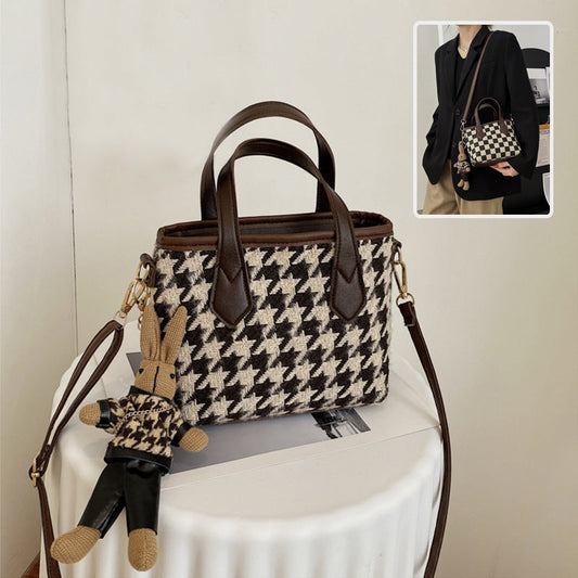 Fashion Houndstooth Shoulder Bag for Women – Stylish Checkerboard Handbag & All-Match Tote Messenger Bag LONDYN UPBRINGING