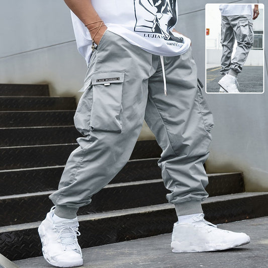 Men’s Multi-Pocket Cargo Pants – Casual Hip-Hop Drawstring Trousers for Outdoor & Streetwear Style LONDYN UPBRINGING