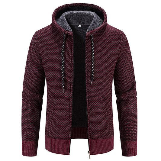 Men’s Winter Plush Hoodie Coat – Thick Warm Zipper Jacket with Drawstring Hood for Cozy Casual Daily Wear LONDYN UPBRINGING