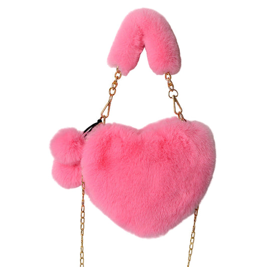 Women’s Love Plush Handbag – Soft Furry Shoulder Bag for Valentine’s Day & Party Outfits LONDYN UPBRINGING