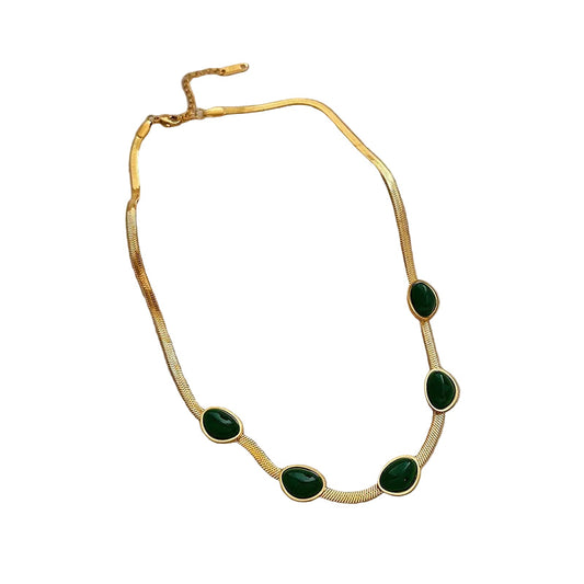 Boho Multilayer Necklace for Women | Green Stone Crystal Pendant & Snake Chain Fashion Jewelry LONDYN UPBRINGING