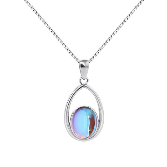 Rainbow Moonstone Pendant Necklace for Women | Genuine 925 Sterling Silver | June Birthstone Jewelry Gift LONDYN UPBRINGING